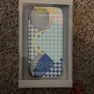 Heyday Artist Series iPhone 16 Pro Case - Blue and White Checkered